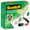 Traka ljepljiva nevidljiva 19mm/33m Scotch Magic-810 3M Boja: prozirno bijela Nevidljiva; ne ostavlja vidljive tragove prilikom fotokopiranja; s vremenom ne žuti; može se po njoj pisati; odvaja se tiho i bez kidanja; kida se prstima;