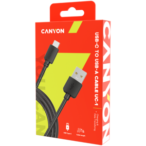 CANYON cable UC-1 USB-C 5W 1m Black,usb kabel za punjenje ili prijenos podataka.
