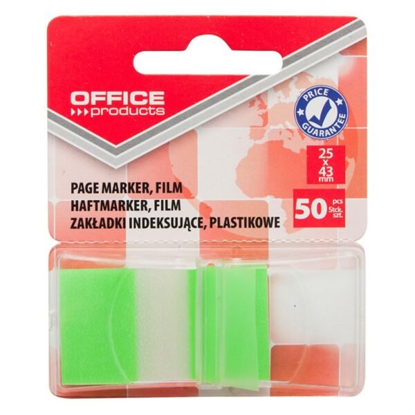 Zastavica 25x43mm 50 listova film poluprozirni Office products zelena Zastavica 25x43mm 50 listova film poluprozirni Office products zelena