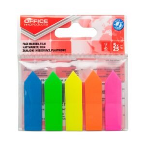 Zastavica 45x12mm 5x25 listova film poluprozirni Office products strelica 5 boja