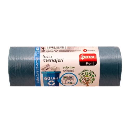 180708524_1 Vreća za smeće 60L 58x68 cm 10/1 LDPE plave Zorex za papir i karton