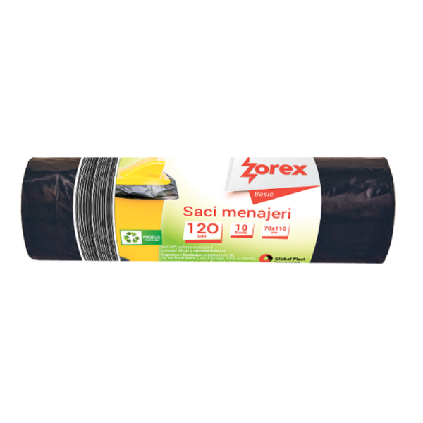 Vreća za smeće 120L 70x110cm 10/1 LDPE crna Zorex Basic