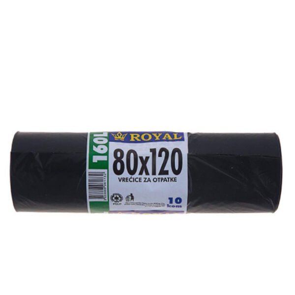 180706413 Vreća za smeće 160L 80x120cm 10/1 LDPE crna extra čvrste
