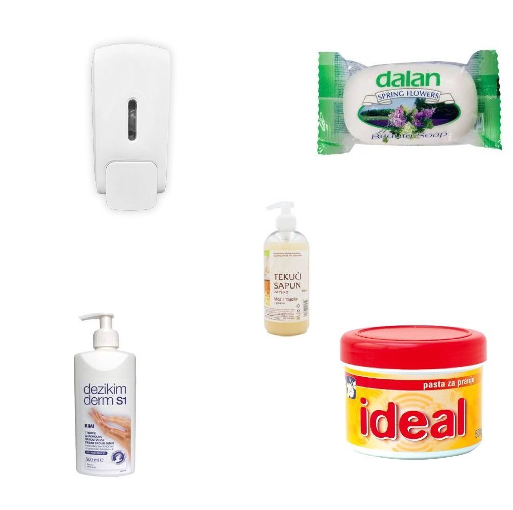 MIX sapuni i dozer Sapuni, acxeton, paste, dozatori
