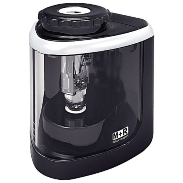 Šiljilo stolno na baterije Mobius; 1 rupa; za olovke standardne (grafitne olovke i drvene bojice) debljine do fi: 8,2 mm; u kartonskoj kutiji