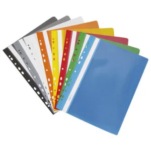 FASCIKL S EURO MEHANIKOM ULOŽNI  format: A4; dimenzija: 235x310 mm; PP; prednja strana prozirna (150 mikrona), zadnja u boji (160 mikrona); univerzalna perforacija
