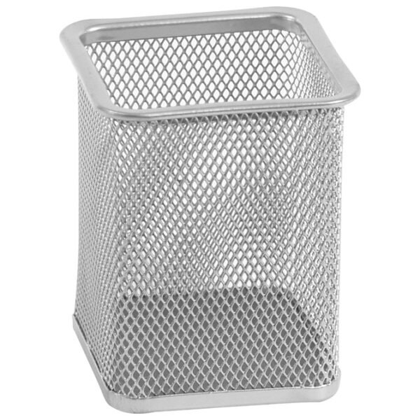 Čaša za olovke metalna žica četvrtasta srebrna,crna