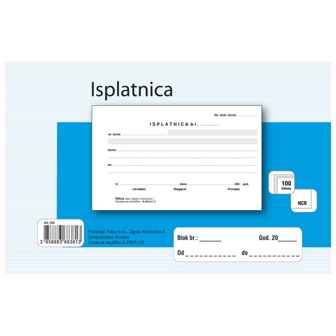 Obrazac A-1/NCR isplatnica