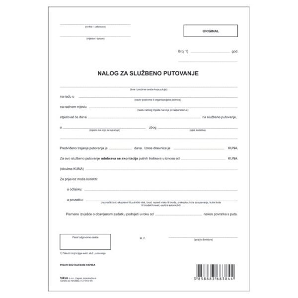 Obrazac A-210/NCR putni nalog