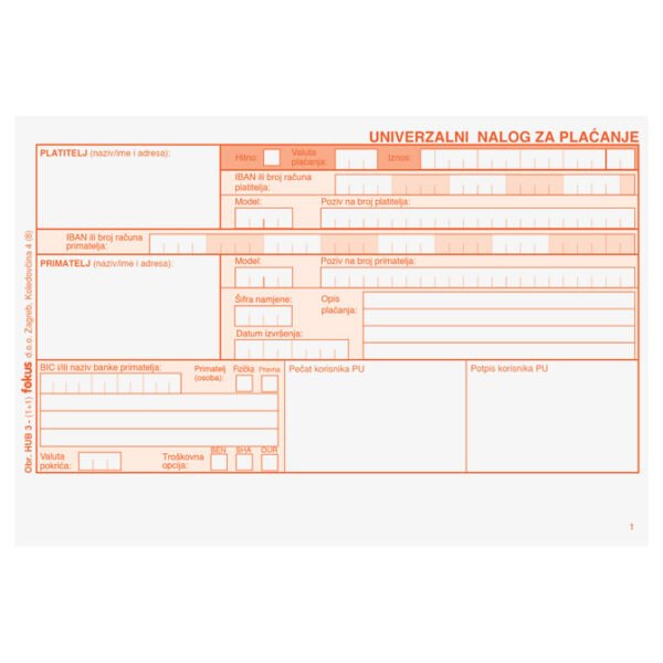 Obrazac HUB 3(1+1) 100kom.