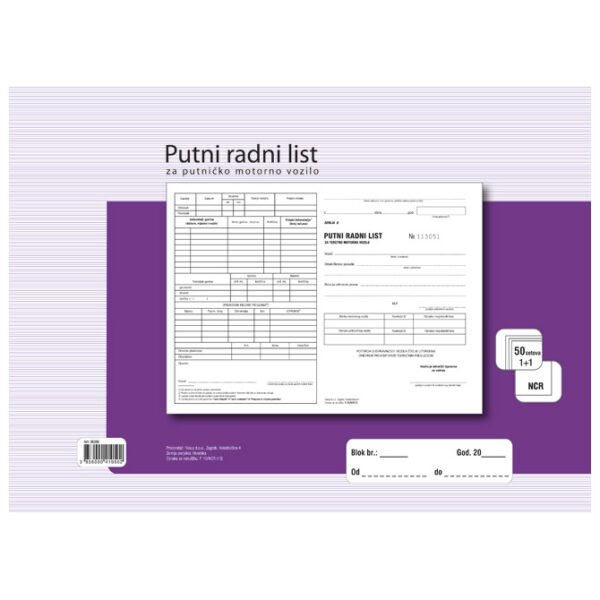 Putni radni list F-26/NCR za teretno motorno vozilo;