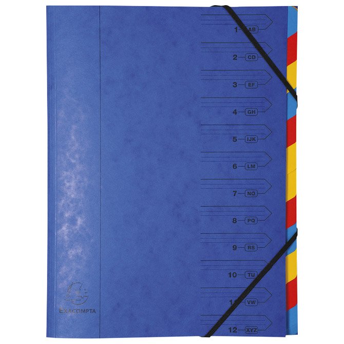 Mapa za odlaganje spisa 12 pregrada s gumicom karton Exacompta