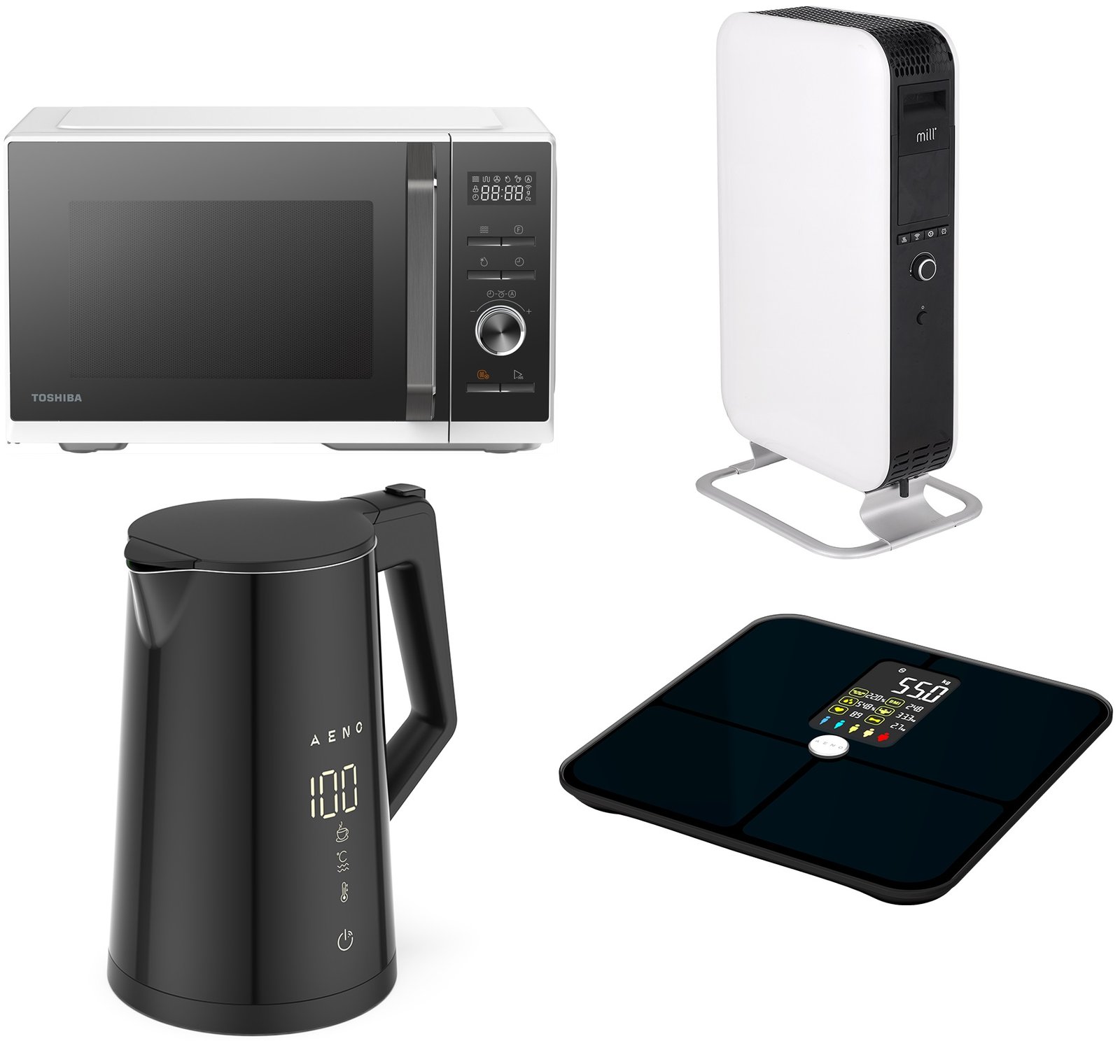 Bijela tehnika za kućansto i urede kao što su grijalice, razne vage,aparati za kuhanje,mikrovalne pećnice i drugo. Asteroid