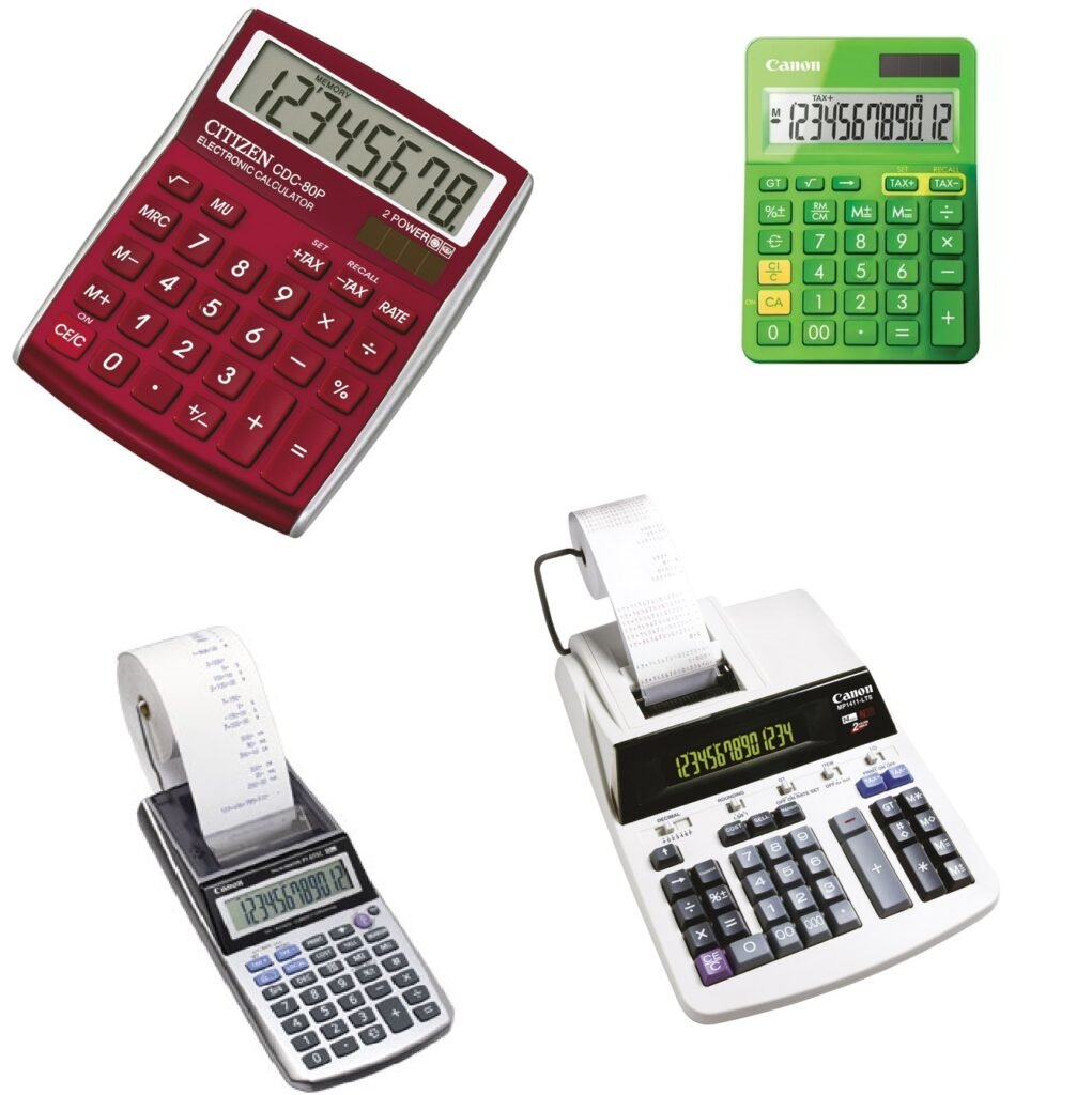 Kalkulatori u raznim bojama na struju,baterije i solarnu energiju.
