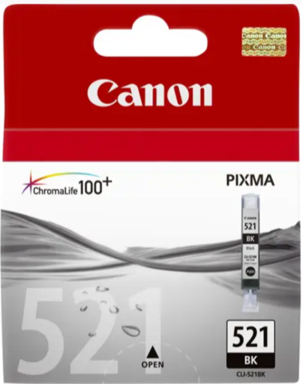 Canon tinta CLI-521BK, crna, Tintni ulošci ili toneri CANON; Originalni spremnici s tintom tvrtke Canon
