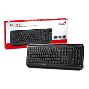 gen-kb-118-v2-usb_HR Genius KB-118 V2, žična tipkovnica, USB, crna Tipkovnica s malim osloncem za dlanove; Sučelje USB; 12 multimedijskih FN tipki; Nisko profilne tipke; Konkavne tipke; Podržani operacijski sustavi: Windows® 8, 10, 11 ili novije; Mac OS X 10.8 ili novije; 461.50 x 167.45 x 26 mm; 479 g