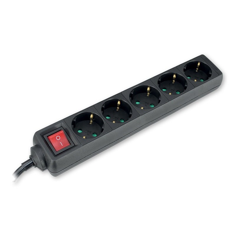 Prenosiva utičnica, 5ut., 5m, crna