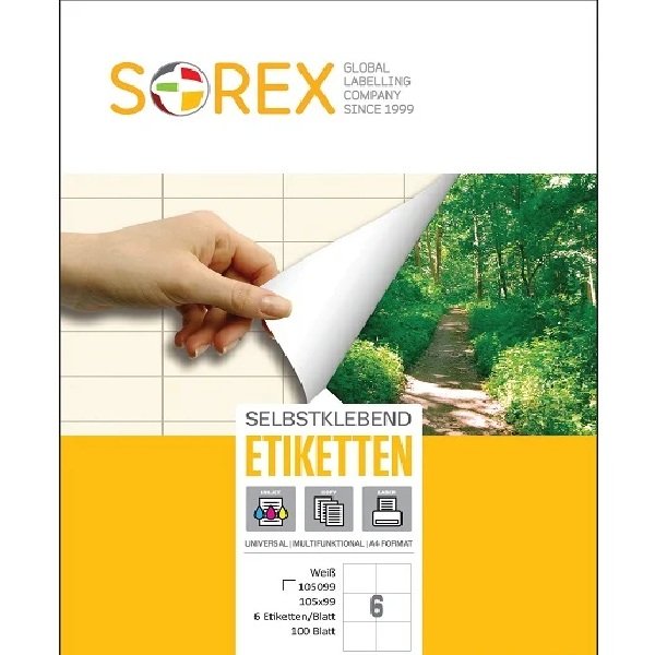 Etiketa  laser/inkjet/copy 105,0x 99 Sorex 100/1