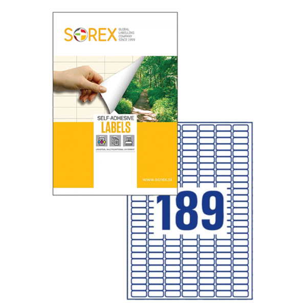 Etiketa laser/inkjet/copy 25,4x10,0 Sorex 100/1 odljepljiva
