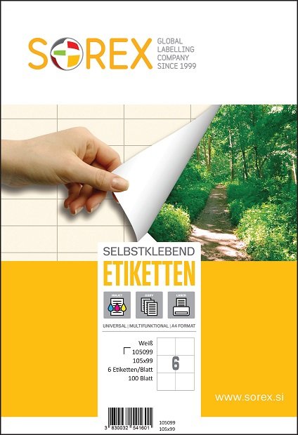 Etiketa laser/inkjet/copy 105,0x 99 Sorex 100/1