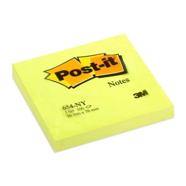 Blok samoljepljivi 76x76mm 100 listova Post-it 3M 654NY neon žuti