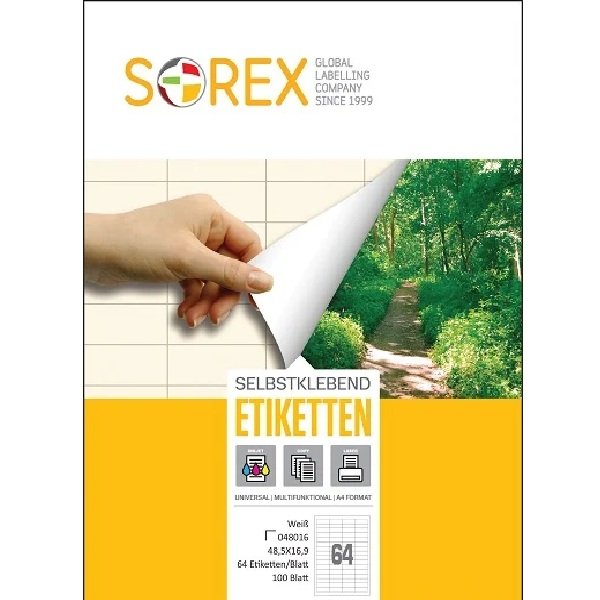 Etiketa  laser/inkjet/copy  48,5x16,9 Sorex 100/1