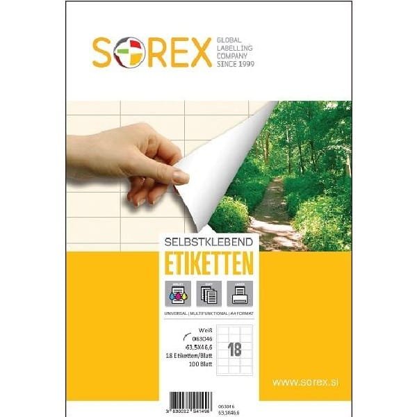 Etiketa laser/inkjet/copy 63,5x46,6 Sorex 100/1