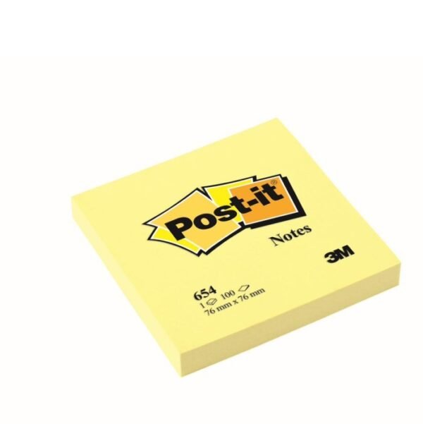 Blok samoljepljivi 76x76mm 100 listova Post-it 3M 654EE žuti Blok samoljepljivi 76x76mm 100 listova Post-it 3M 654EE žuti