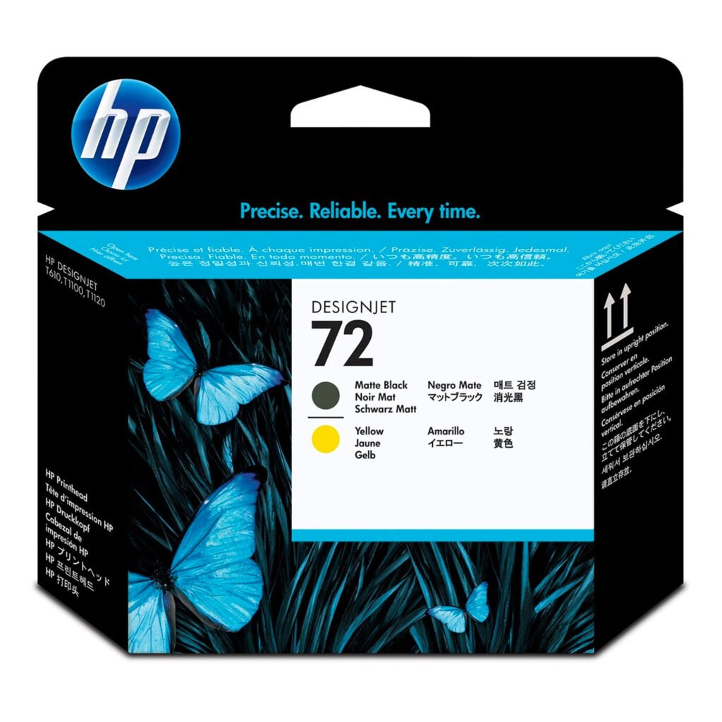 HP 72 Printhead black matte and yellow