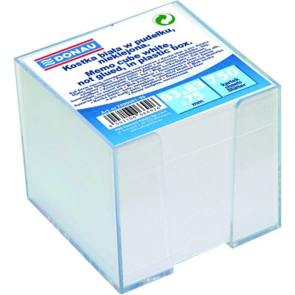 Kocka pvc s papirom 92x92x92mm Donau 7490001-99 bijeli papiri