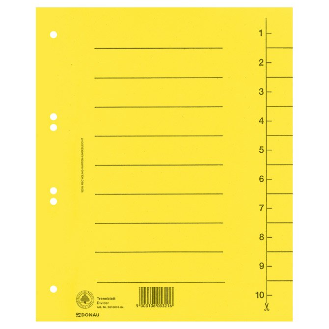 Pregrada kartonska A4 250gr Donau žuta 1/1