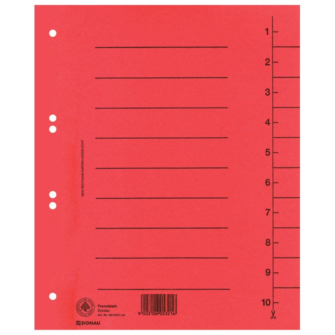 Pregrada kartonska A4 250gr Donau crvena 1/1