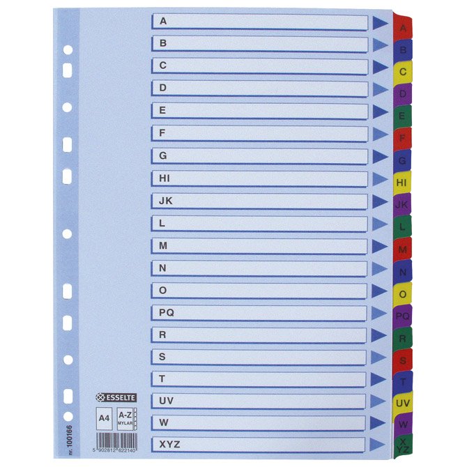 Pregrada kartonska A4 abeceda A-Z 20 listova Esselte 100166