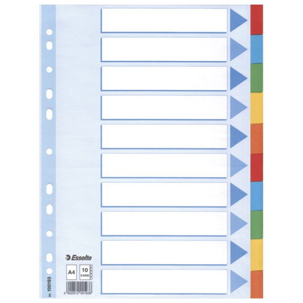 Pregrada kartonska A4 kolor 10 listova Esselte 100193