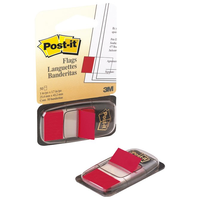 Zastavica 25,4x43,2mm 50 listova film poluprozirni Post-it 3M 680-1 crvena