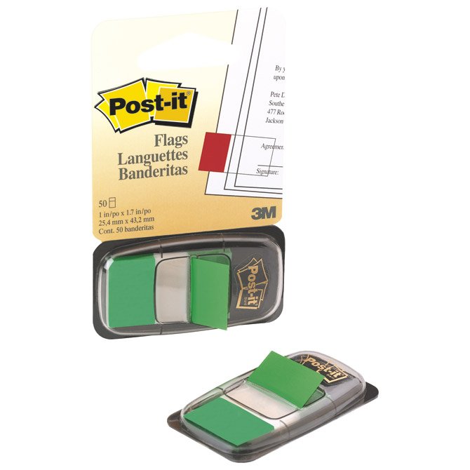 Zastavica 25,4x43,2mm 50 listova film poluprozirni Post-it 3M 680-3 zelena