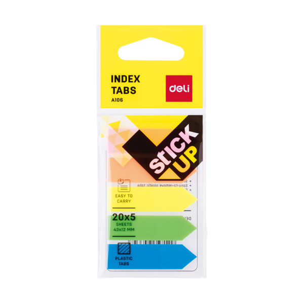 Zastavica 44x12mm 5x20 listova film poluprozirni Deli 10602 strelica 5 boja;