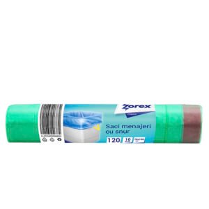 Vreća za smeće 120L 70x100cm 10/1 HDPE zelena s vezicom Zorex Clasic;