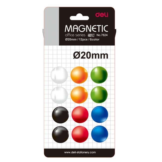 Magneti promjer 20mm Deli 7824 12/1 miks boje