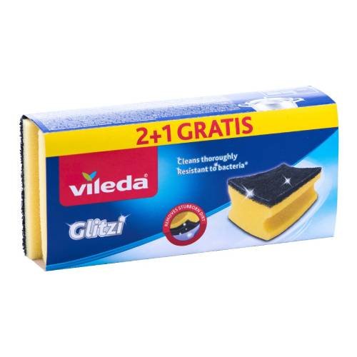 Spužvica za pranje posuđa 9x7x4cm Vileda Glitzi 2+1;