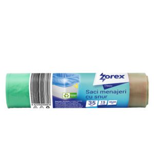 Vreća za smeće 35L 50x60cm 15/1 HDPE zelena s vezicom Zorex Clasic