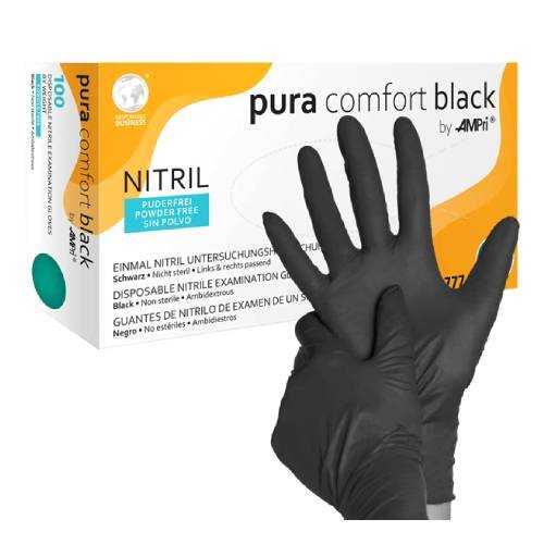 Rukavice nitrilne L 100/1 crne Pura Comfort