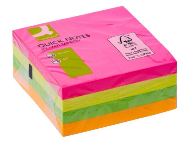 Blok samoljepljivi 76x76mm 400 lista Q-Connect Brilliant mix KF10497