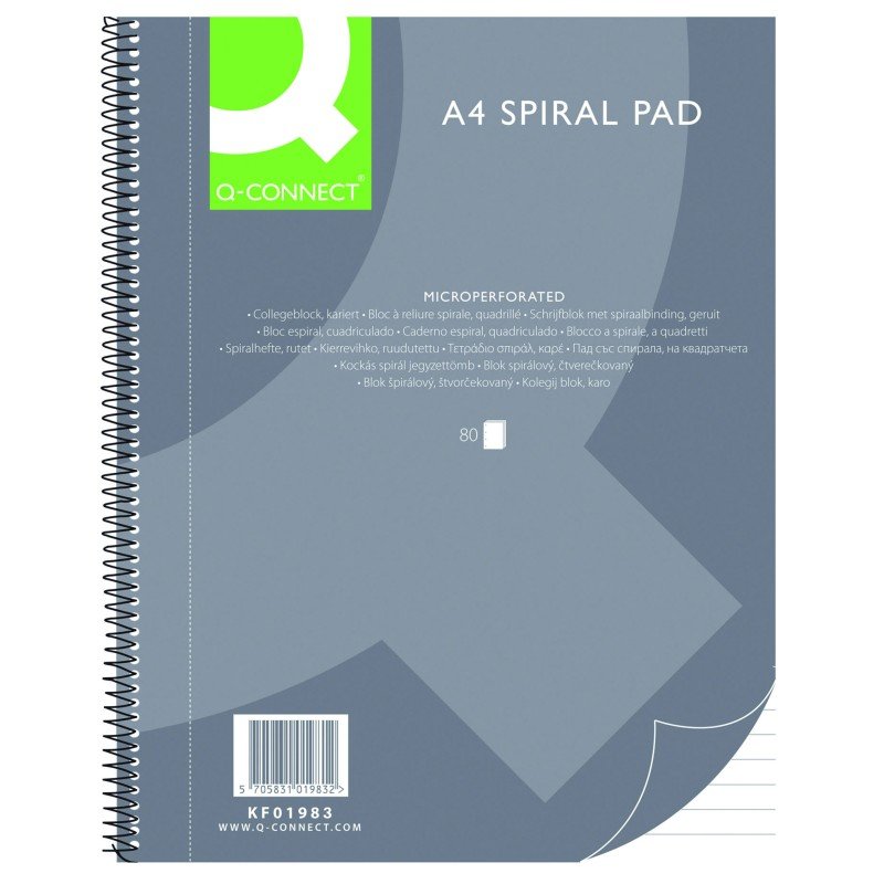 Blok kolegij  A4 crte 80l Q-Connect micro perforacija 4 rupe