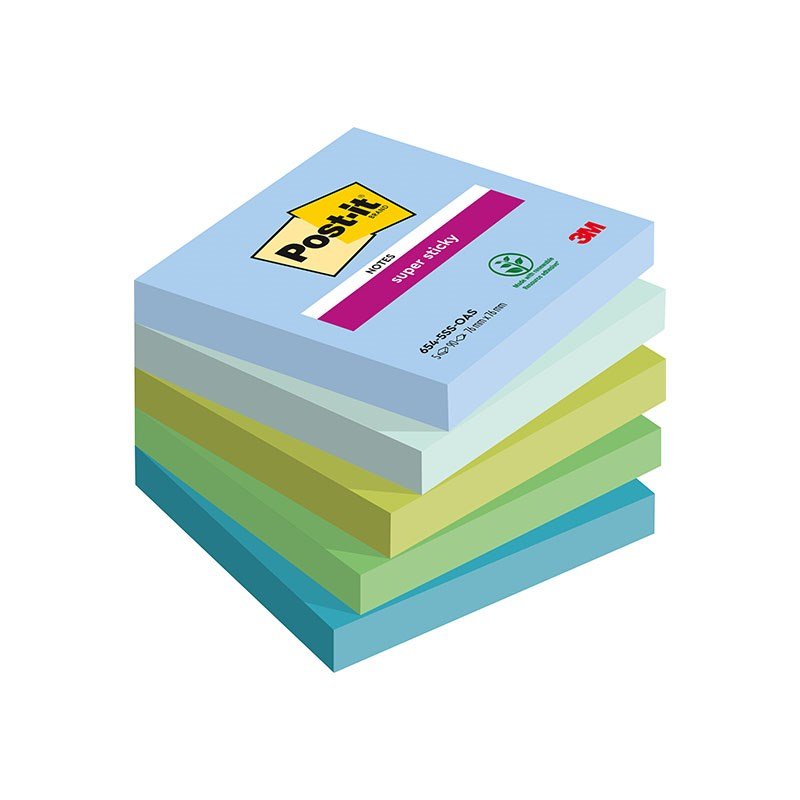 Blok samoljepljivi 76x76mm 5x90 listova Post-it 3M 654 Super Sticky OASIS