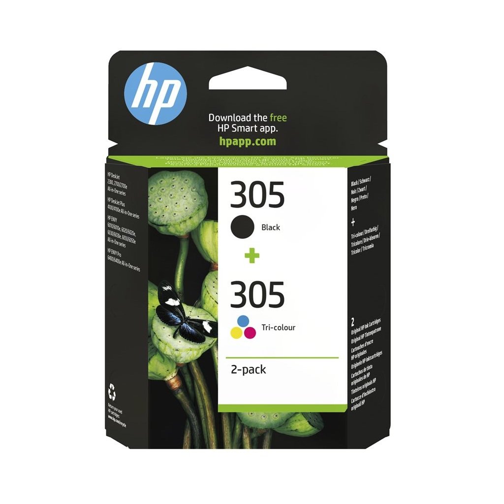HP 305 2-Pack Tri-color/Black Original