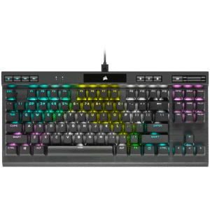 Corsair K70 RGB TKL CHAMPION SERIES Optical-Mechanical Gaming Keyboard, Backlit RGB LED, CORSAIR OPX RAPIDFIRE, Black, Black PBT Keycaps;