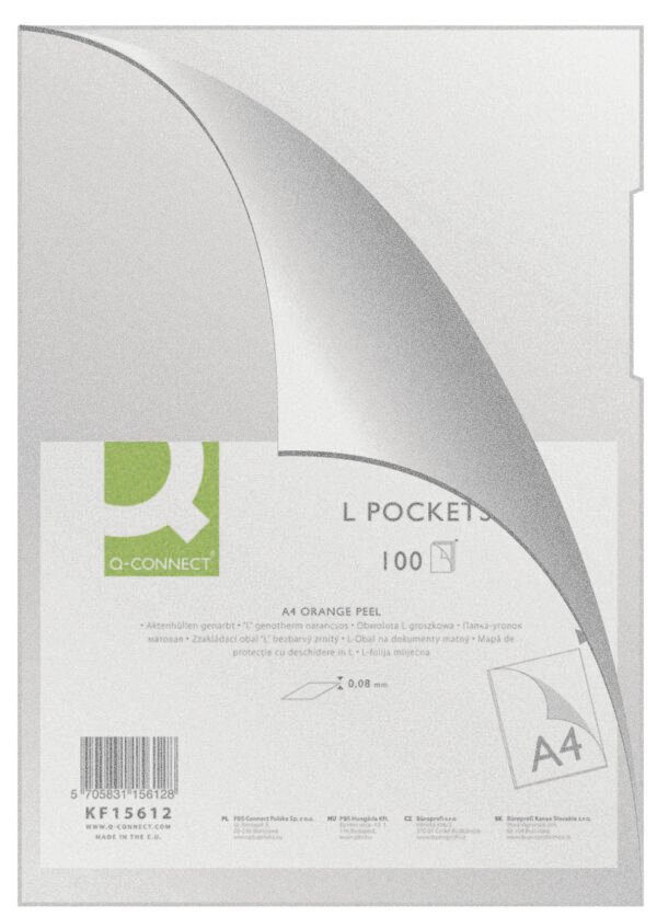 Fascikl pvc L A4 80mic 100/1 Q-Connect orange peel
