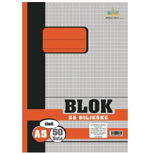 Blok za bilješke A5 čisti 50 listova