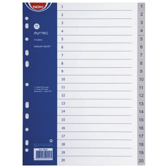 PREGRADA PLASTIČNA A4 BROJEVI 1-20